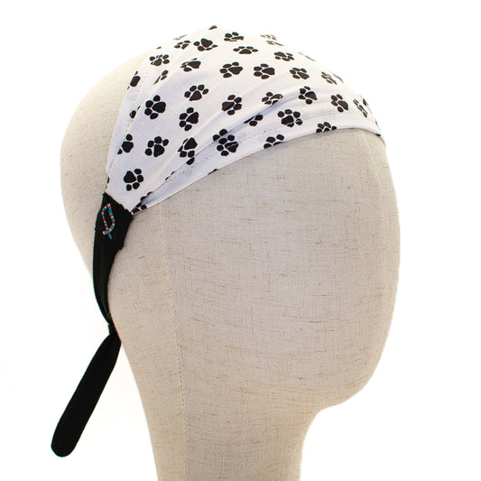 Black Dog Pawprints Headband